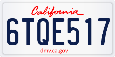 CA license plate 6TQE517