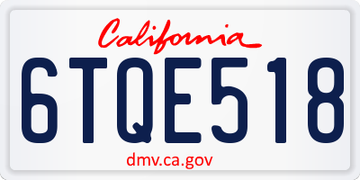 CA license plate 6TQE518