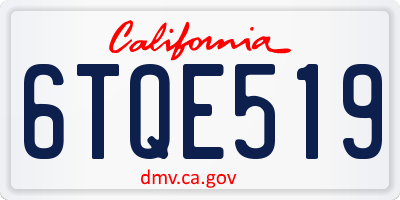 CA license plate 6TQE519