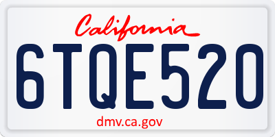 CA license plate 6TQE520