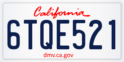 CA license plate 6TQE521