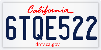 CA license plate 6TQE522