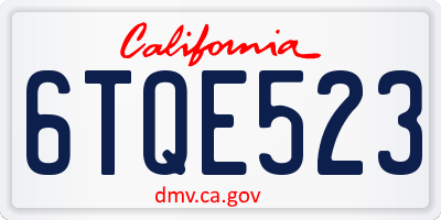 CA license plate 6TQE523