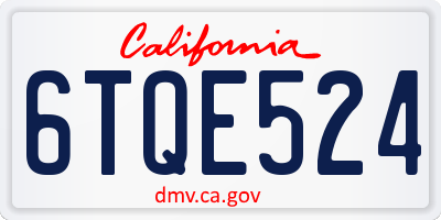 CA license plate 6TQE524