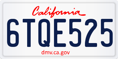 CA license plate 6TQE525