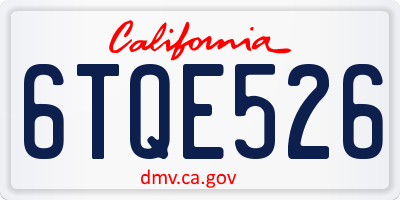 CA license plate 6TQE526