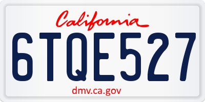 CA license plate 6TQE527