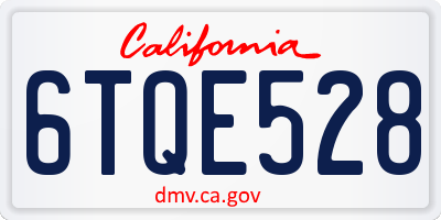 CA license plate 6TQE528