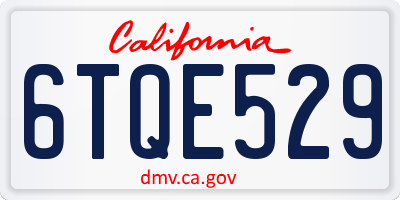 CA license plate 6TQE529