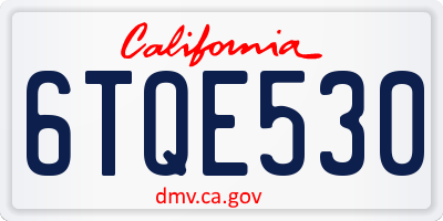 CA license plate 6TQE530