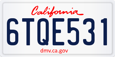 CA license plate 6TQE531