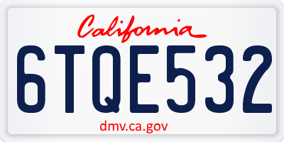 CA license plate 6TQE532