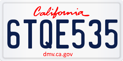 CA license plate 6TQE535