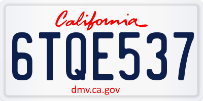 CA license plate 6TQE537