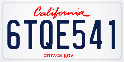 CA license plate 6TQE541