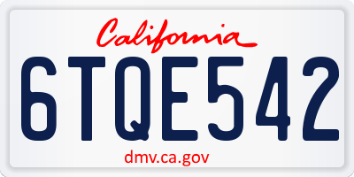 CA license plate 6TQE542