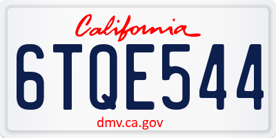 CA license plate 6TQE544