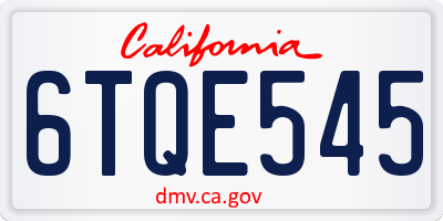 CA license plate 6TQE545