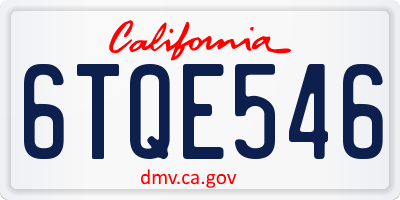 CA license plate 6TQE546