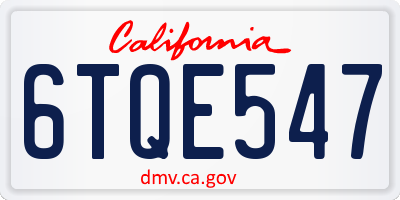 CA license plate 6TQE547