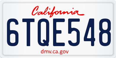 CA license plate 6TQE548