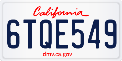 CA license plate 6TQE549