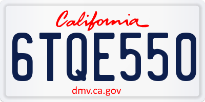CA license plate 6TQE550