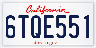 CA license plate 6TQE551