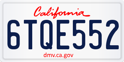CA license plate 6TQE552