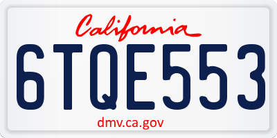 CA license plate 6TQE553