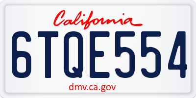 CA license plate 6TQE554