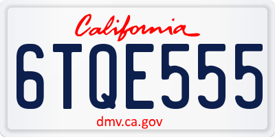 CA license plate 6TQE555