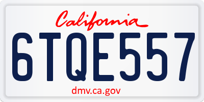 CA license plate 6TQE557