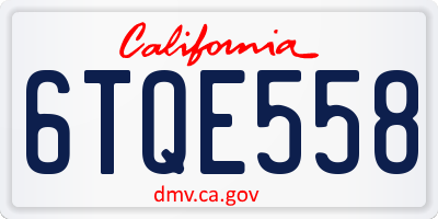 CA license plate 6TQE558