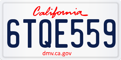 CA license plate 6TQE559