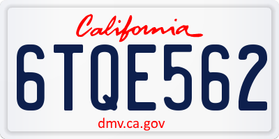 CA license plate 6TQE562