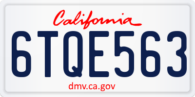 CA license plate 6TQE563