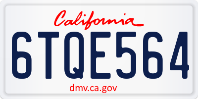 CA license plate 6TQE564