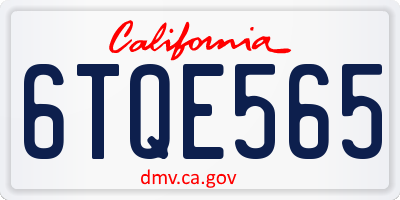 CA license plate 6TQE565