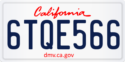 CA license plate 6TQE566