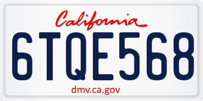 CA license plate 6TQE568