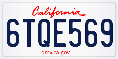 CA license plate 6TQE569