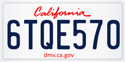 CA license plate 6TQE570