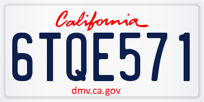 CA license plate 6TQE571