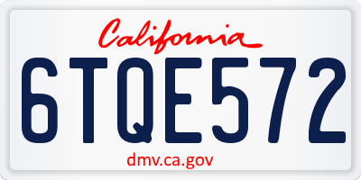 CA license plate 6TQE572