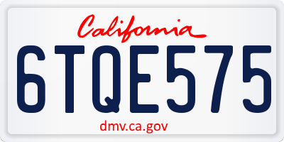 CA license plate 6TQE575