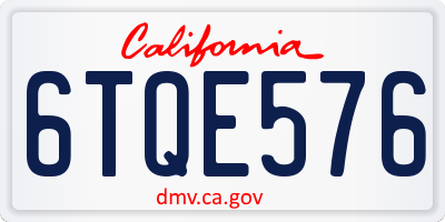 CA license plate 6TQE576