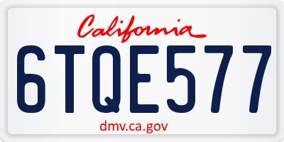 CA license plate 6TQE577
