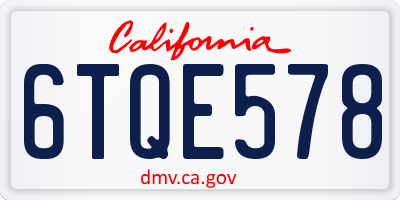 CA license plate 6TQE578