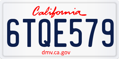 CA license plate 6TQE579